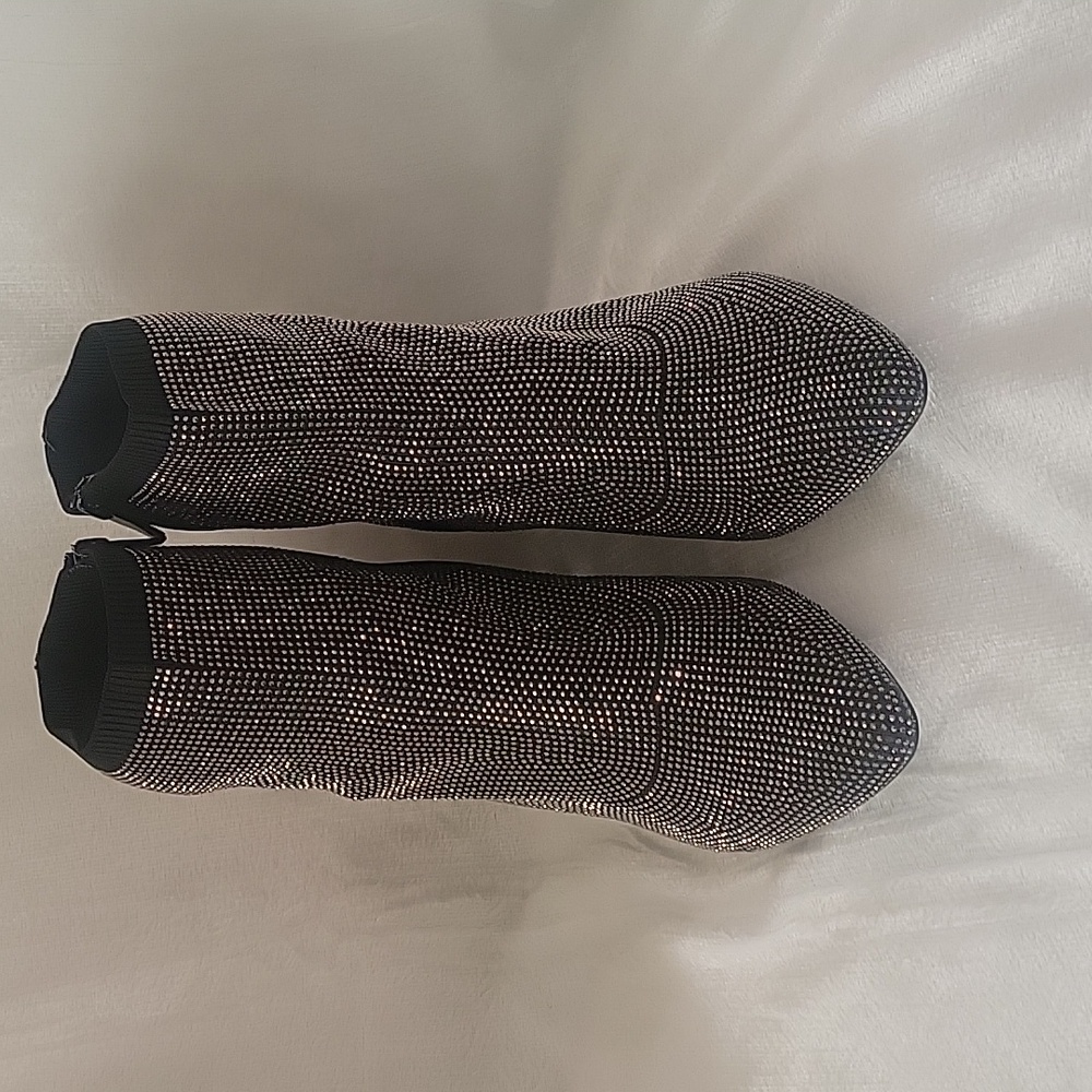 Torrid black stretch knit sparkle embossed bootie Women's size 12W